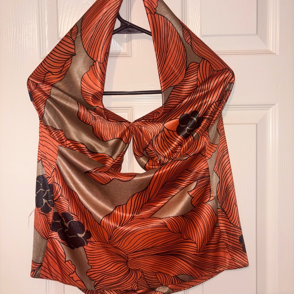 Floral Satin Halter Top